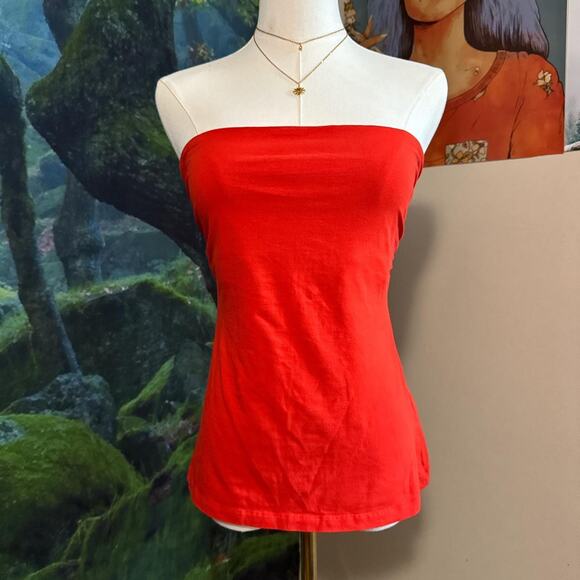 Orange h&m tube top with built-in shelf bra - y2k casual basic - Picture 2 of 7